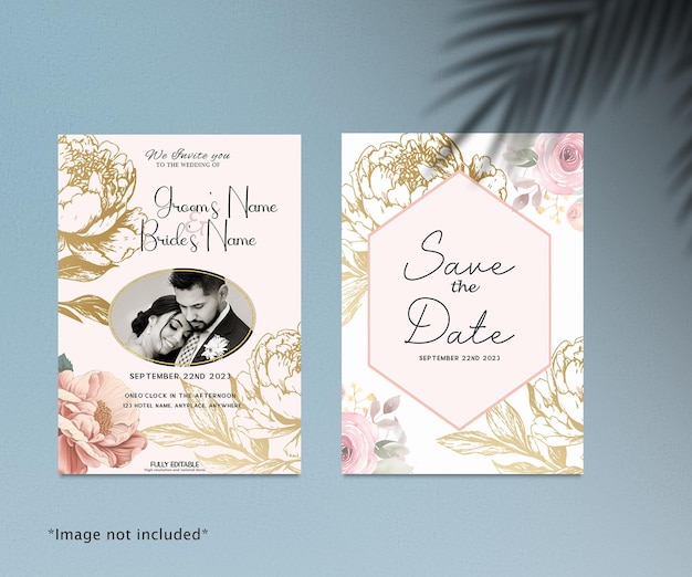 A couple of cards with the words save the date on them