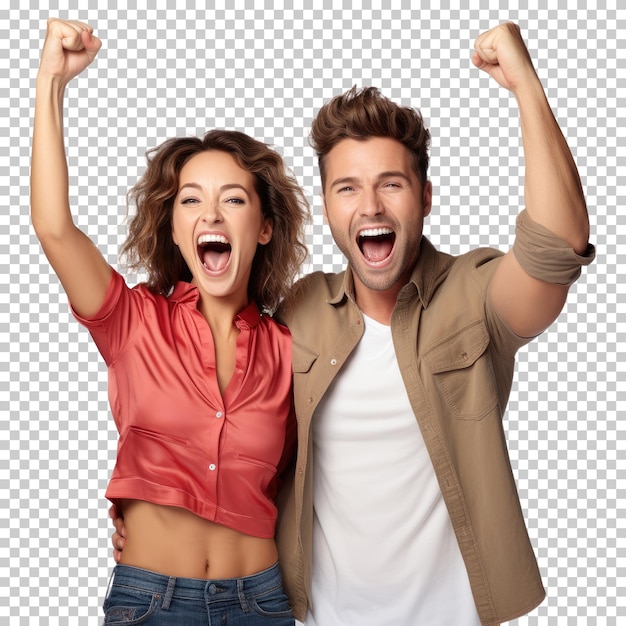 Couple Cheering Isolated on Transparent Background