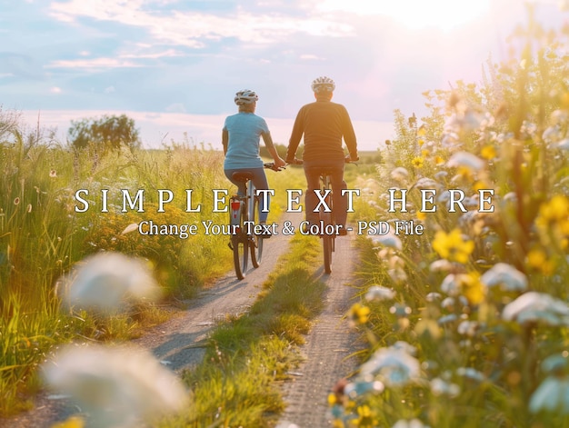 PSD couple cycling through summer meadow