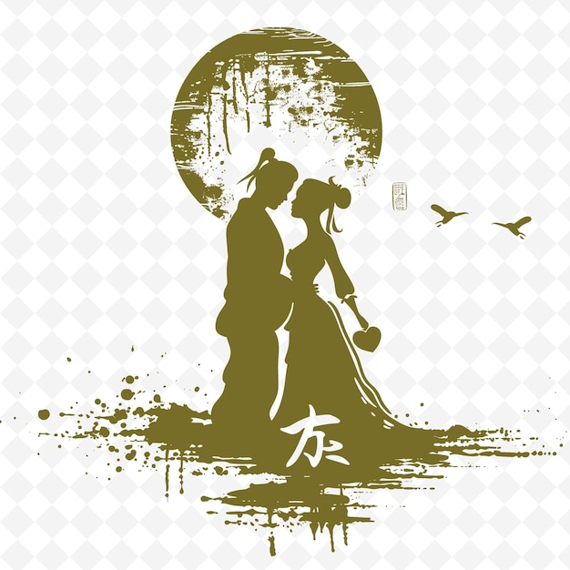 PSD a couple in a dress and a moon with a background of a moon and stars