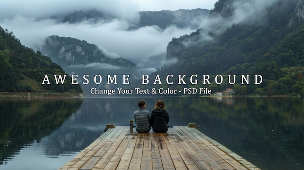 Couple Enjoying Misty Mountain Lake View