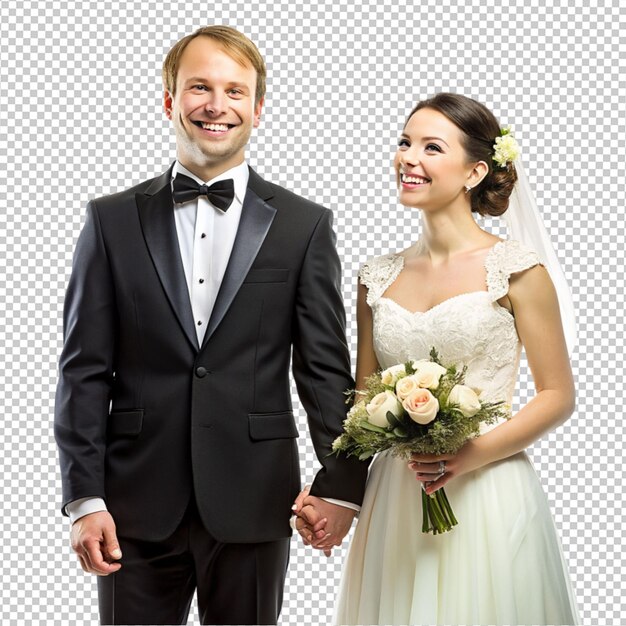 couple holding hand marriage outfit on transparent background