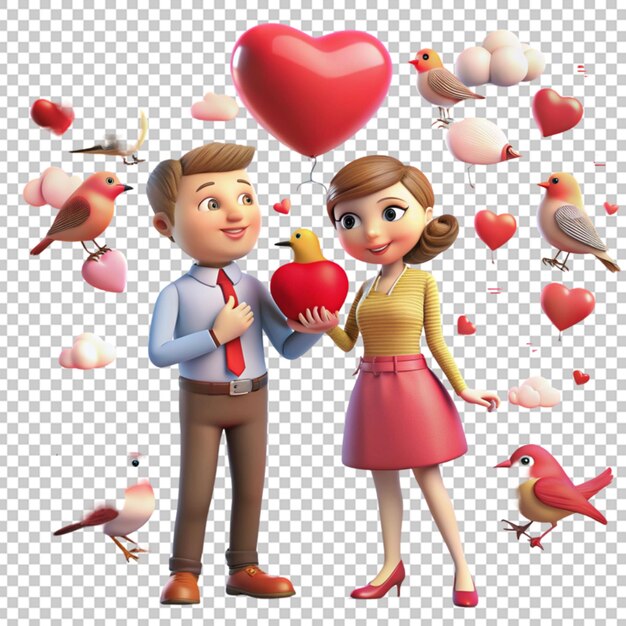 PSD couple in love with red heart for valentines day