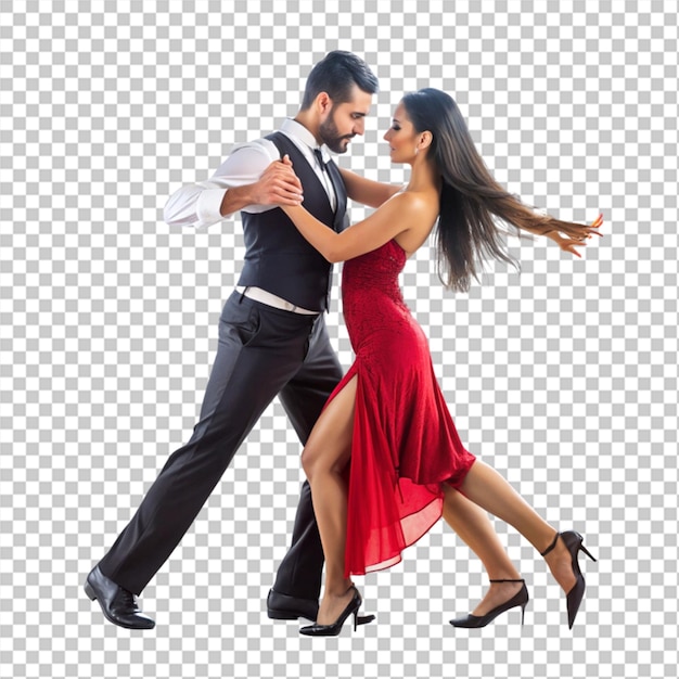 Couple performing dance on transparent background