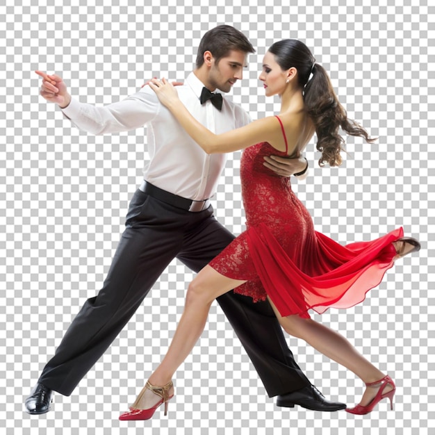 Couple performing dance on transparent background