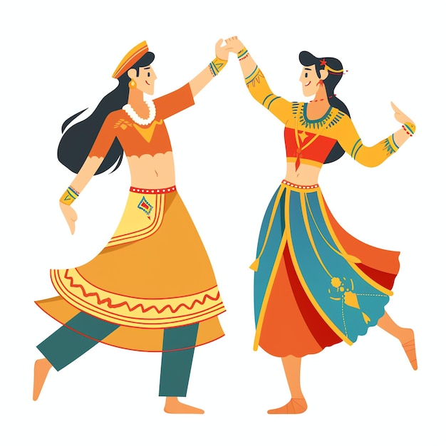 PSD couple performing kalbelia dance traditional dance rajasthan indian illustration