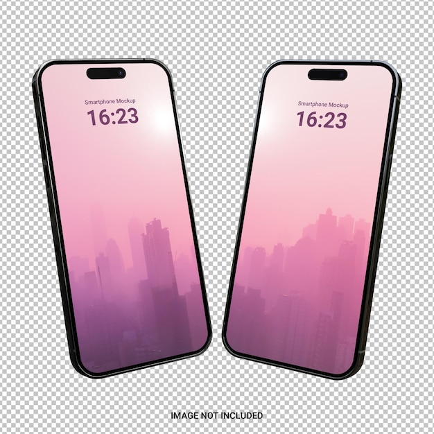 couple of phone 15 pro mockup device with transparent background Template for infographics