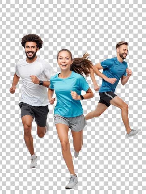 a couple running in a race with the words joggers on the back