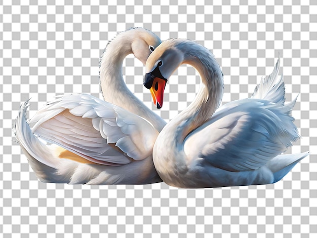 PSD couple swan lovers isolated on transparent background