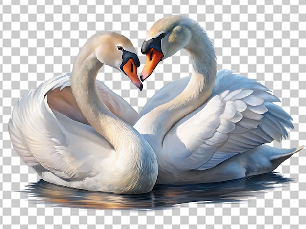 PSD couple swan lovers isolated on transparent background