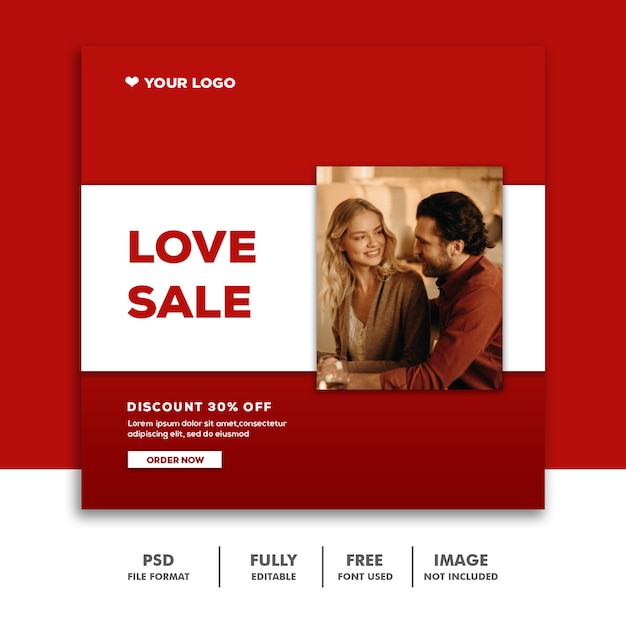 Couple Valentine Banner Social Media Post Instagram Love Sale