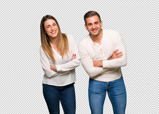 Couple in valentine day keeping the arms crossed while smiling