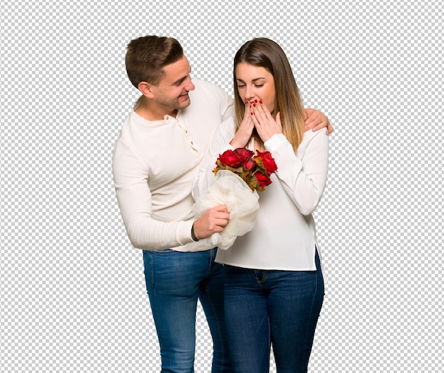 Couple in valentine day with flowers