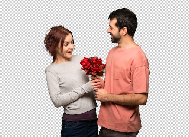 Couple in valentine day with flowers