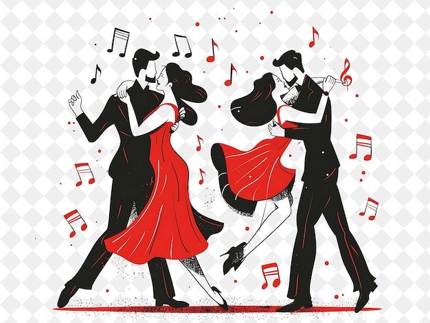 PSD couples dancing tango during buenos aires tango festival des flat illustration festival of the world