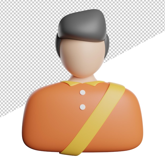 Courier Delivery Order front view 3d rendering icon illustration avatar on transparent background