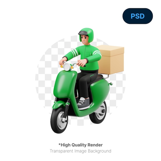 Courier On Motorbike 3D Icon Premium PSD