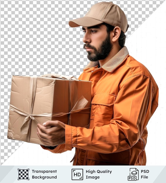 Courier psd poses isolated on transparent background with distinctive features and poses