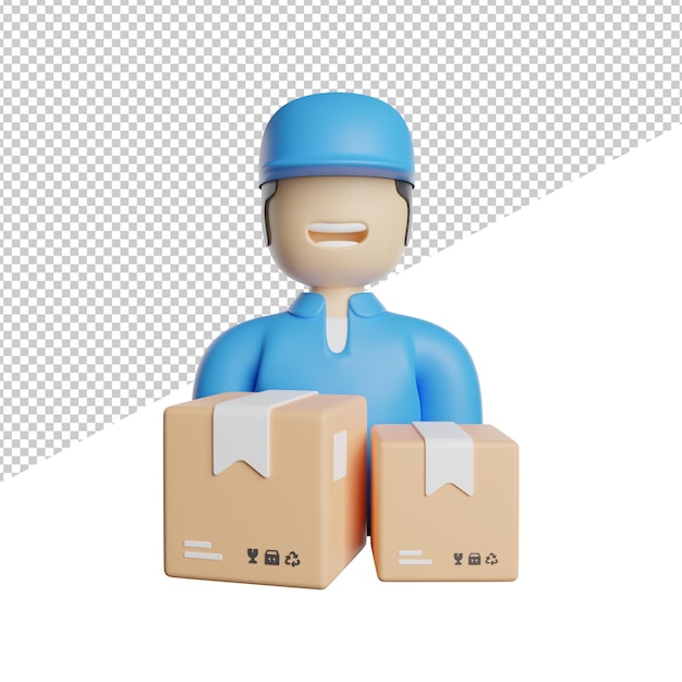 Courir Delivery Shipping front view 3d rendering icon illustration on transparent background