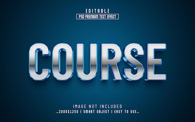 Course 3d Editable Text Effect PSD With  Premium Background