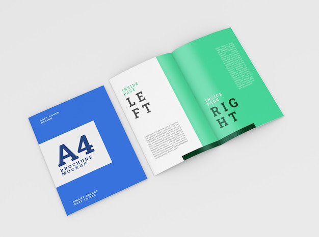 Cover A4 brochure, booklet mockup. Template PSD.