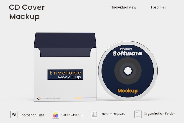 PSD cover and compact disc mockup free psd