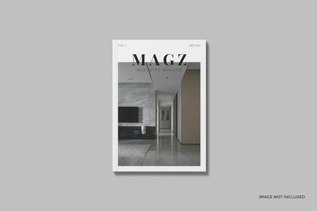 Cover magazine mockup with top view