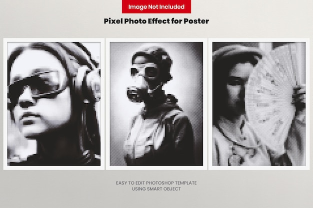 A cover for the product with the title'pixel photo effect for poster '