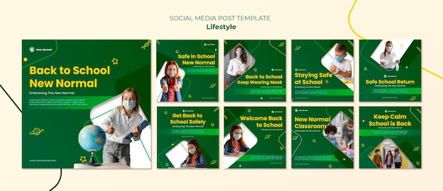 PSD covid lifestyle social media post design template