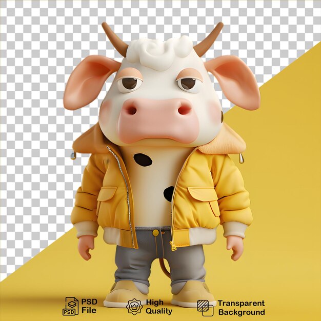 cow cartoon wearing a jacket isolated on transparent background include png file