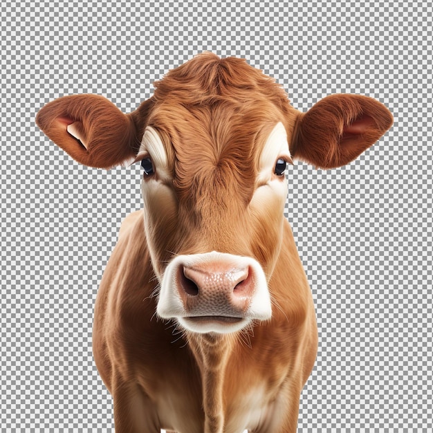 cow isolated on white background pink nose in front of a blue sky