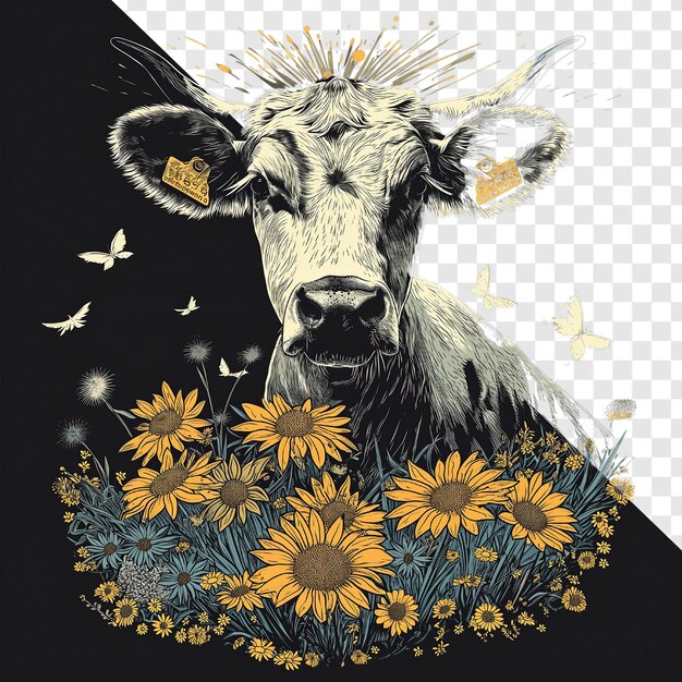 PSD cow liberty themed t shirt design