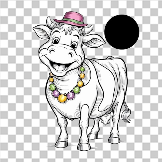 PSD a cow wearing a pink hat and a pink hat with a black circle around it