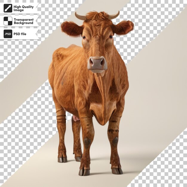 PSD a cow with a brown face and horns on its face