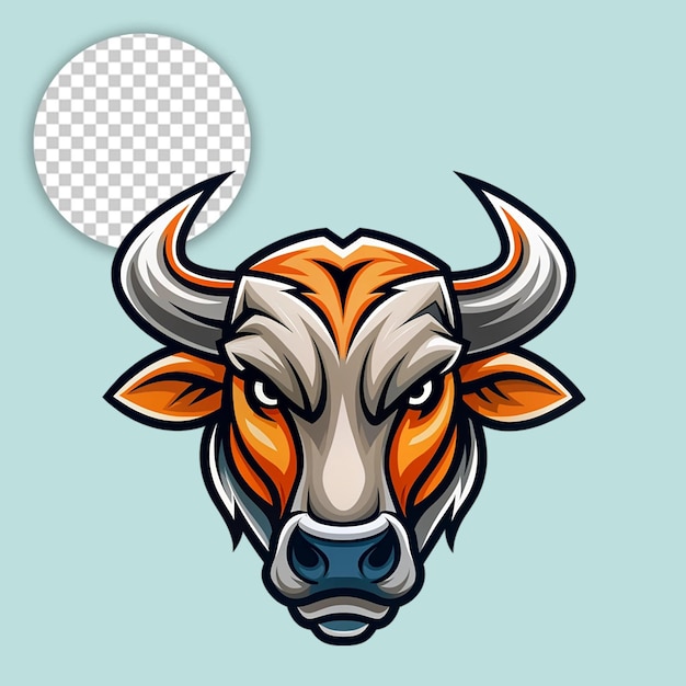 PSD a cow with horns on transparent background