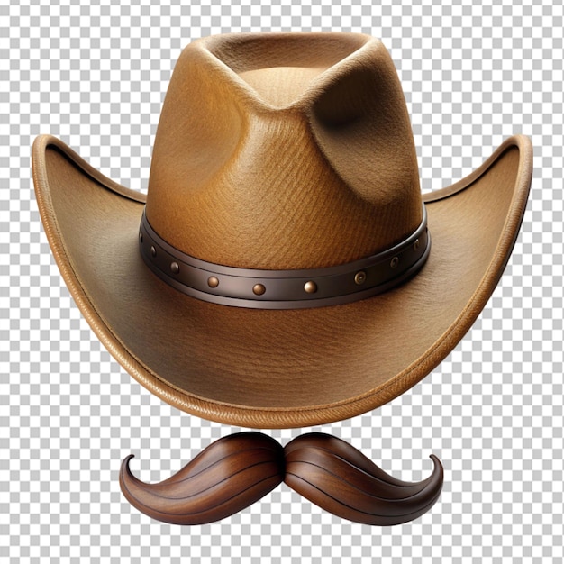 PSD cowboy hat and mustache on transparent background