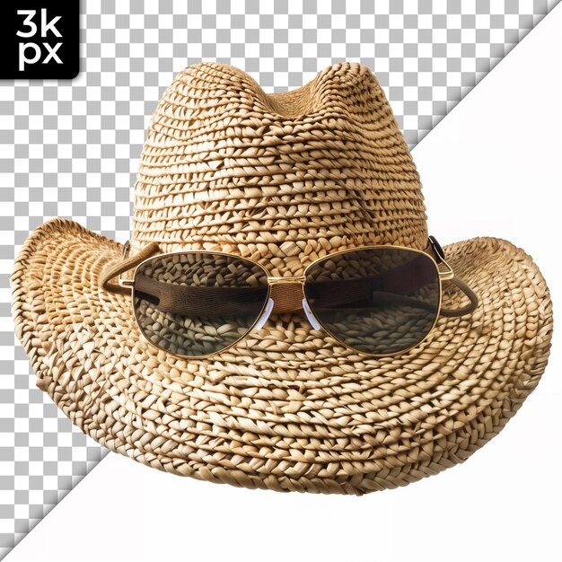 PSD a cowboy hat with sunglasses and a straw hat