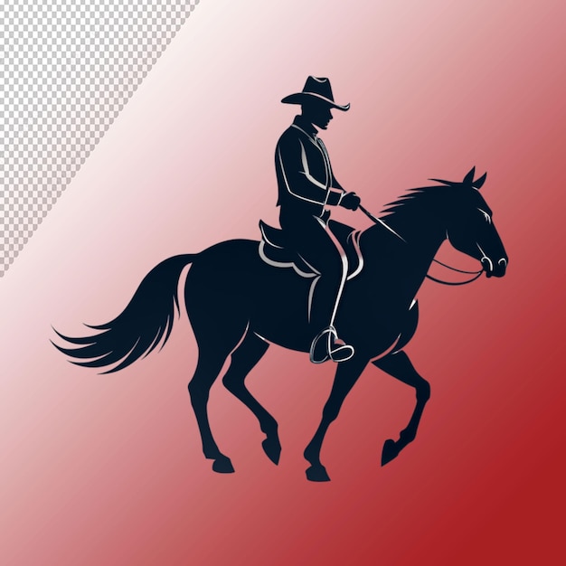 PSD cowboy riding horse silhouette logo design on transparent background