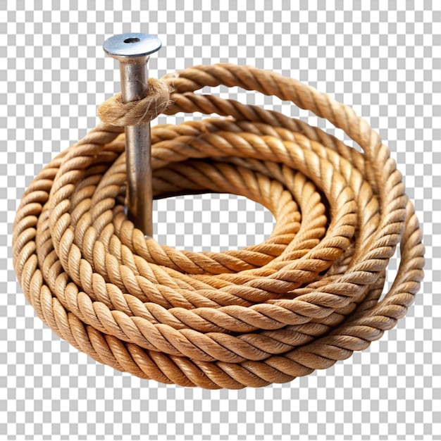 cowboy rope on nail on transparent background