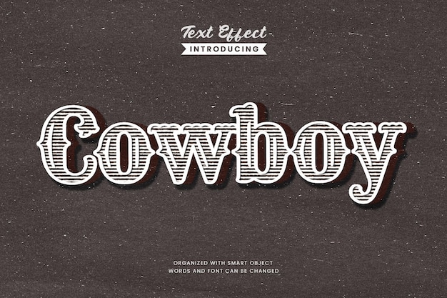 Cowboy vintage editable text effect retro typography style