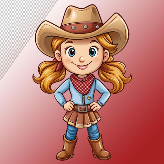 cowgirl cartoon style on transparent background