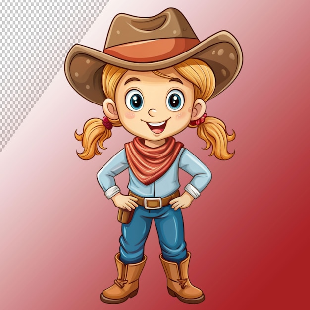 cowgirl cartoon style on transparent background