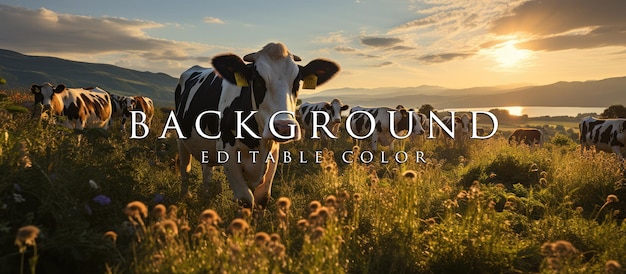 PSD cows on pasture at sunset