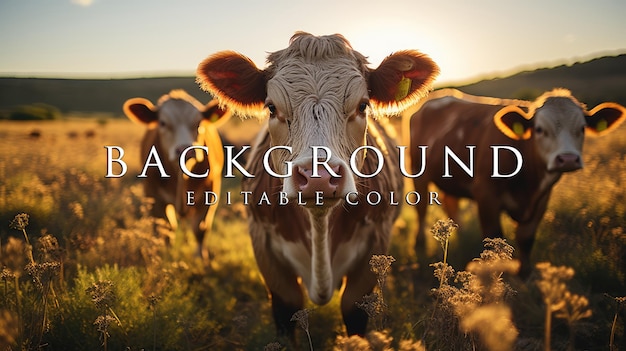 PSD cows on pasture at sunset