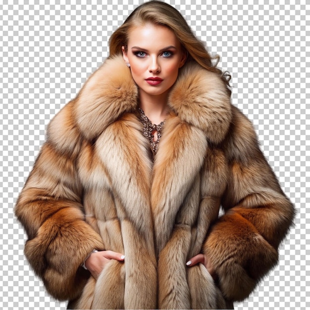 PSD cozy furry jacket on transparent background