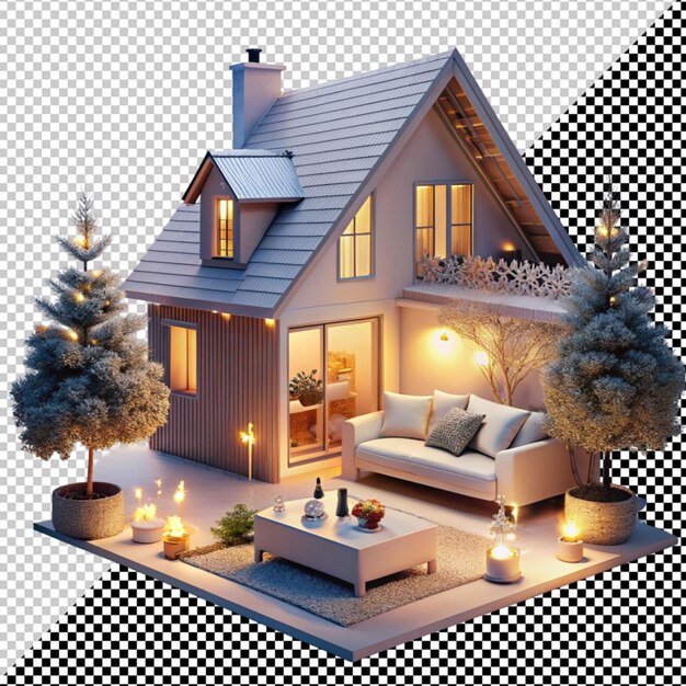 PSD a cozy house 3d style light ambient