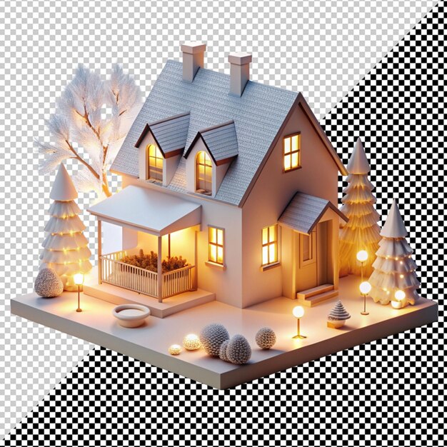 PSD a cozy house 3d style light ambient