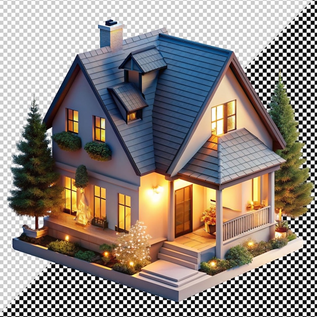 PSD a cozy house 3d style light ambient