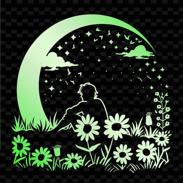 PSD cozy moon viewing scene with quilt design quilted scene of p png inspired lunar icon designs