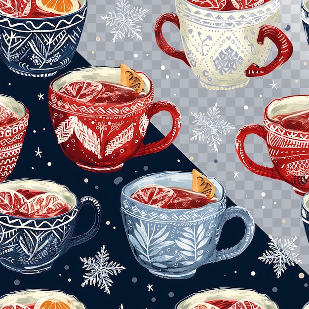 PSD cozy winter theme seamless pattern with knitted accessories